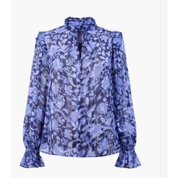 French Connection Cynthia Floral Keyhole Top Size 0 New with Tags - Picture 2 of 7